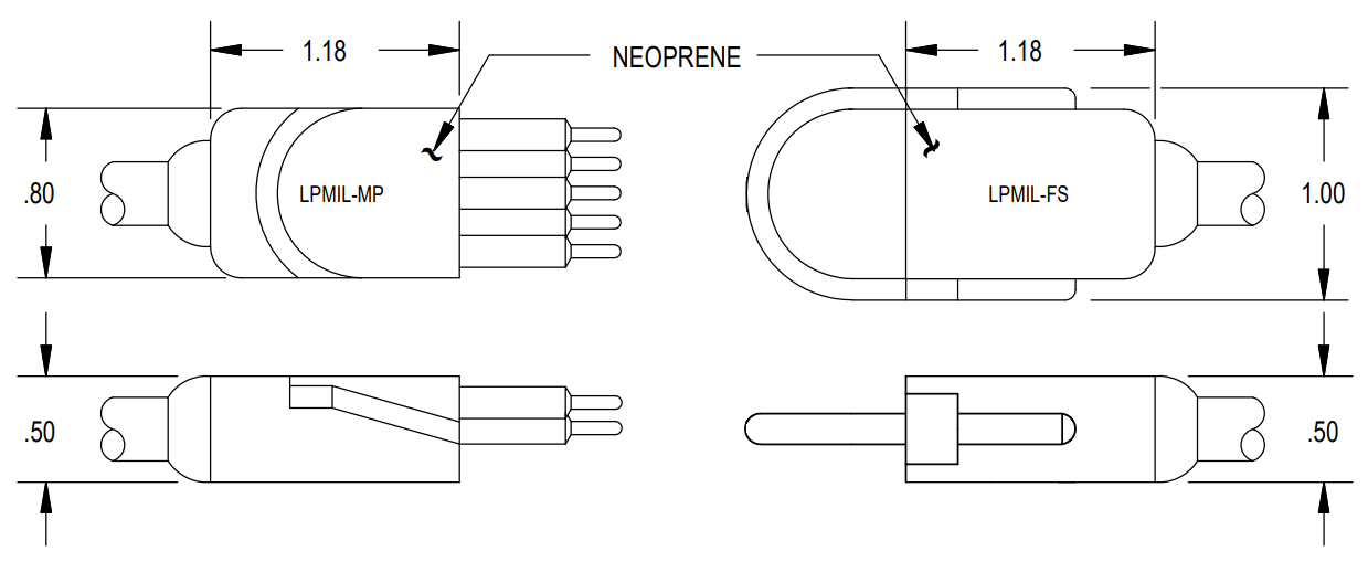 Impulse LPMIL-8-FS Dimensions